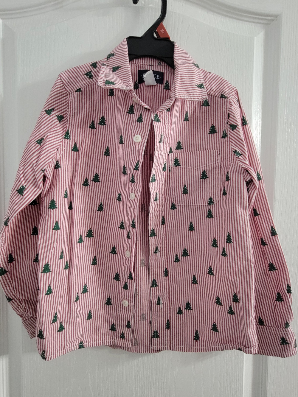 The Children's Place Boys Christmas Tree Striped Button Up Shirt